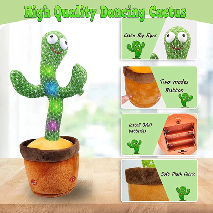 Dancing Cactus Plush Toy – Singing, Dancing & Voice Recording | Funny Gift for Kids & Adults