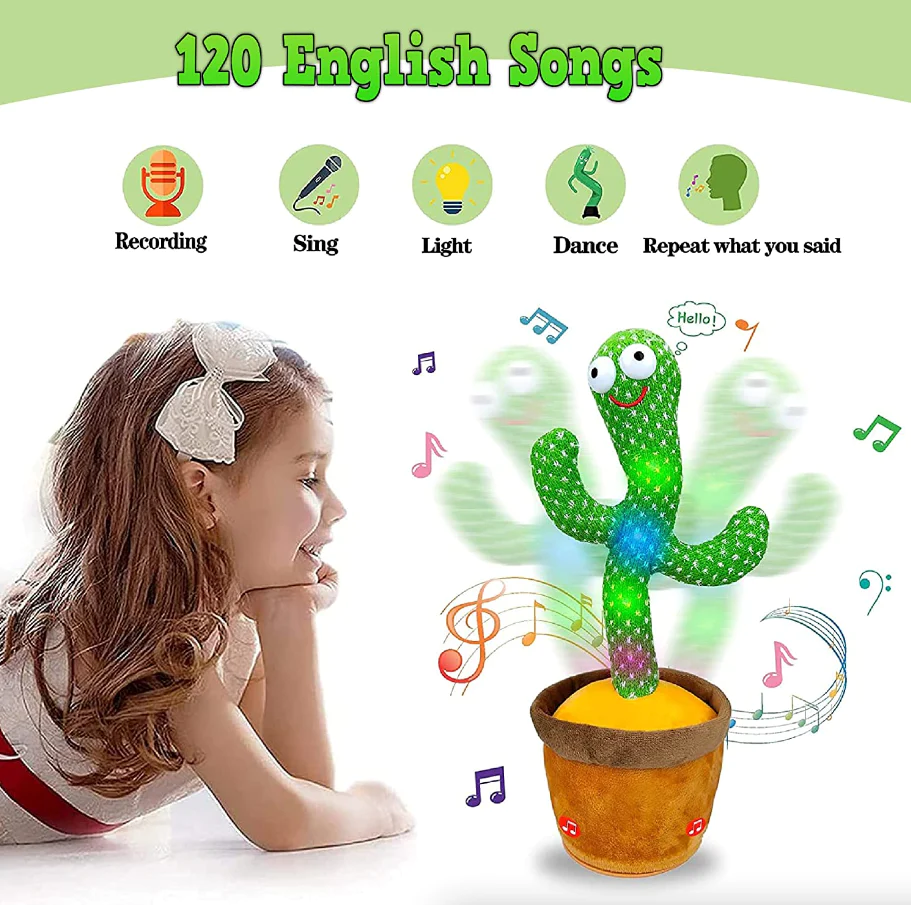 Dancing Cactus Plush Toy – Singing, Dancing & Voice Recording | Funny Gift for Kids & Adults