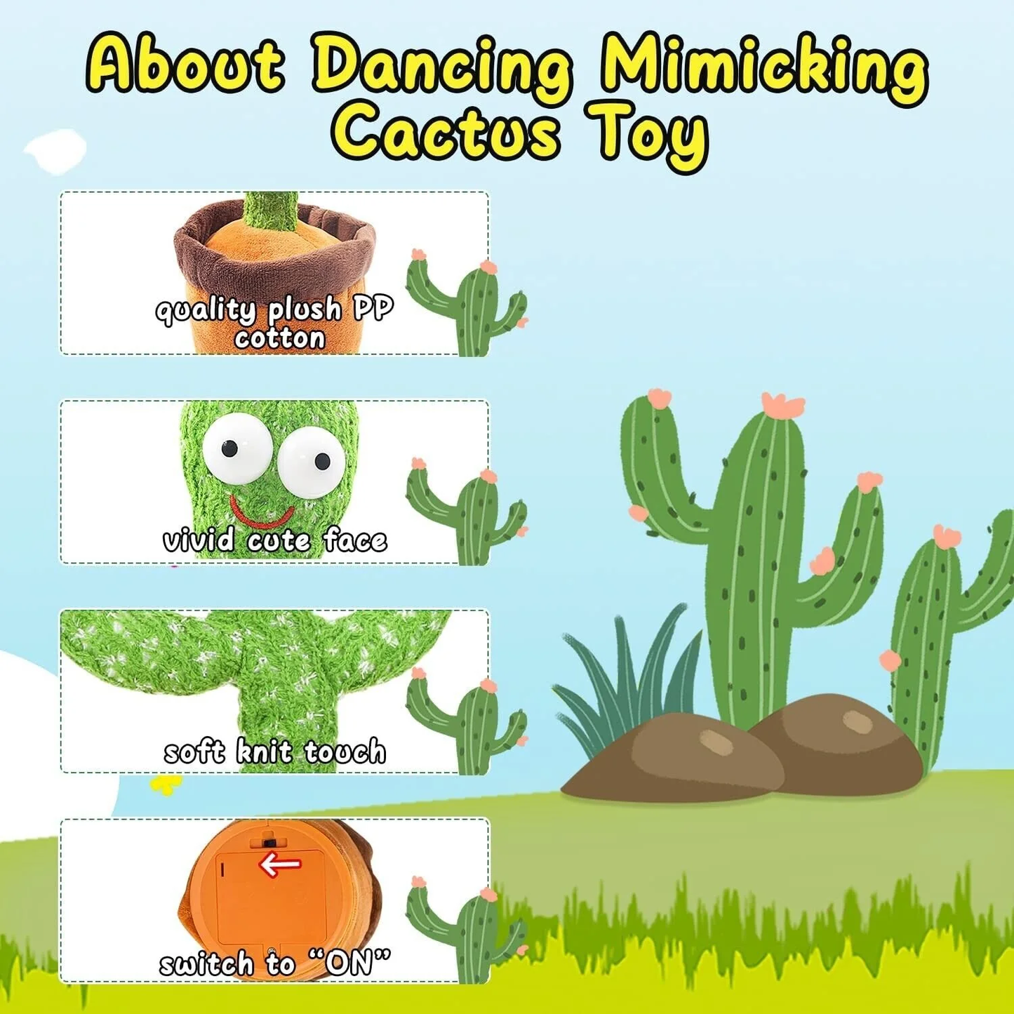 Dancing Cactus Plush Toy – Singing, Dancing & Voice Recording | Funny Gift for Kids & Adults