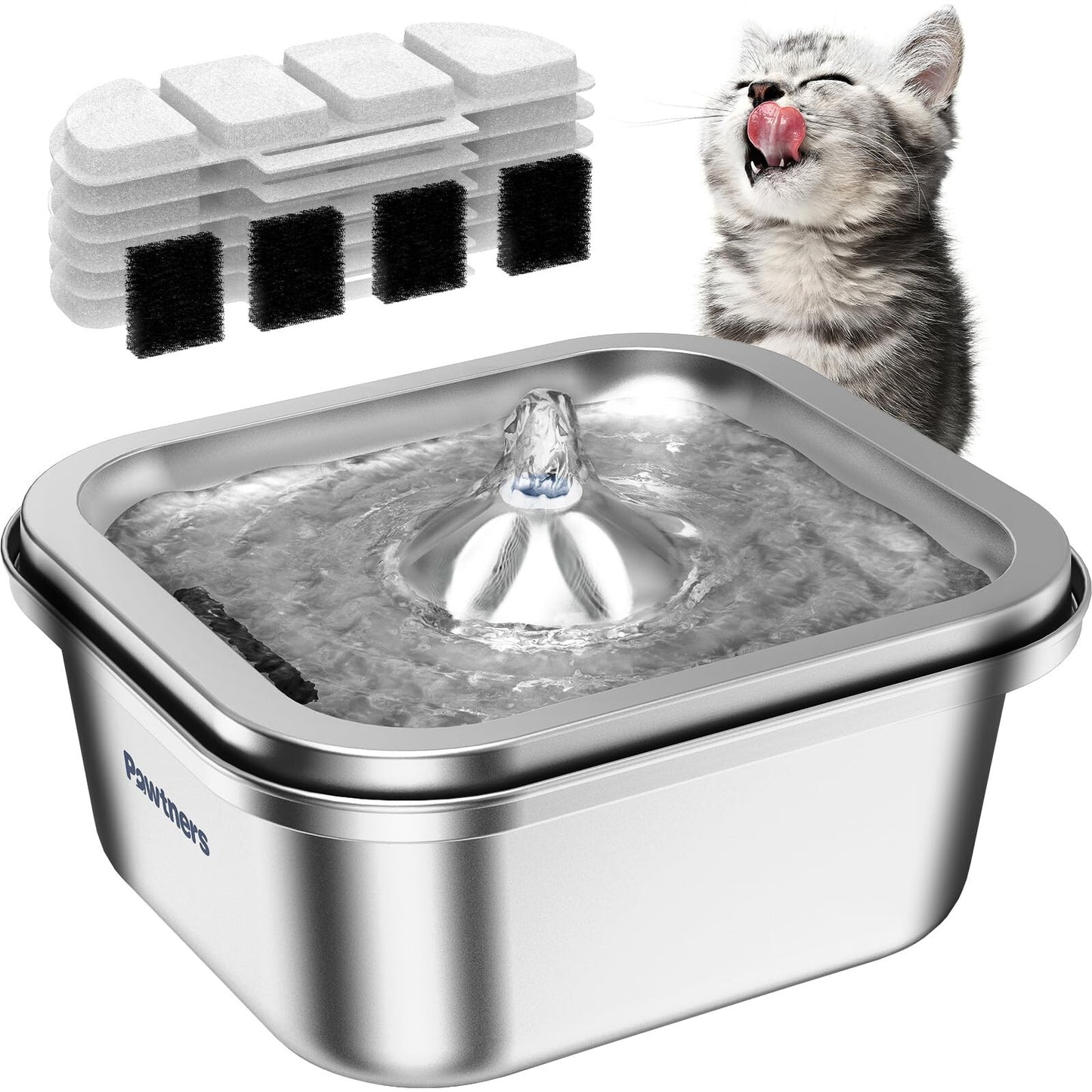 Cat Water Fountain Stainless Steel: 4L/140Oz Pet Fountain Water Bowl Indoor, ...