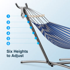 Comfortable 2 Person Hammock with Stand,Portable Detachable Brazilian Hammock,450Lb Capacity - Bluewhite