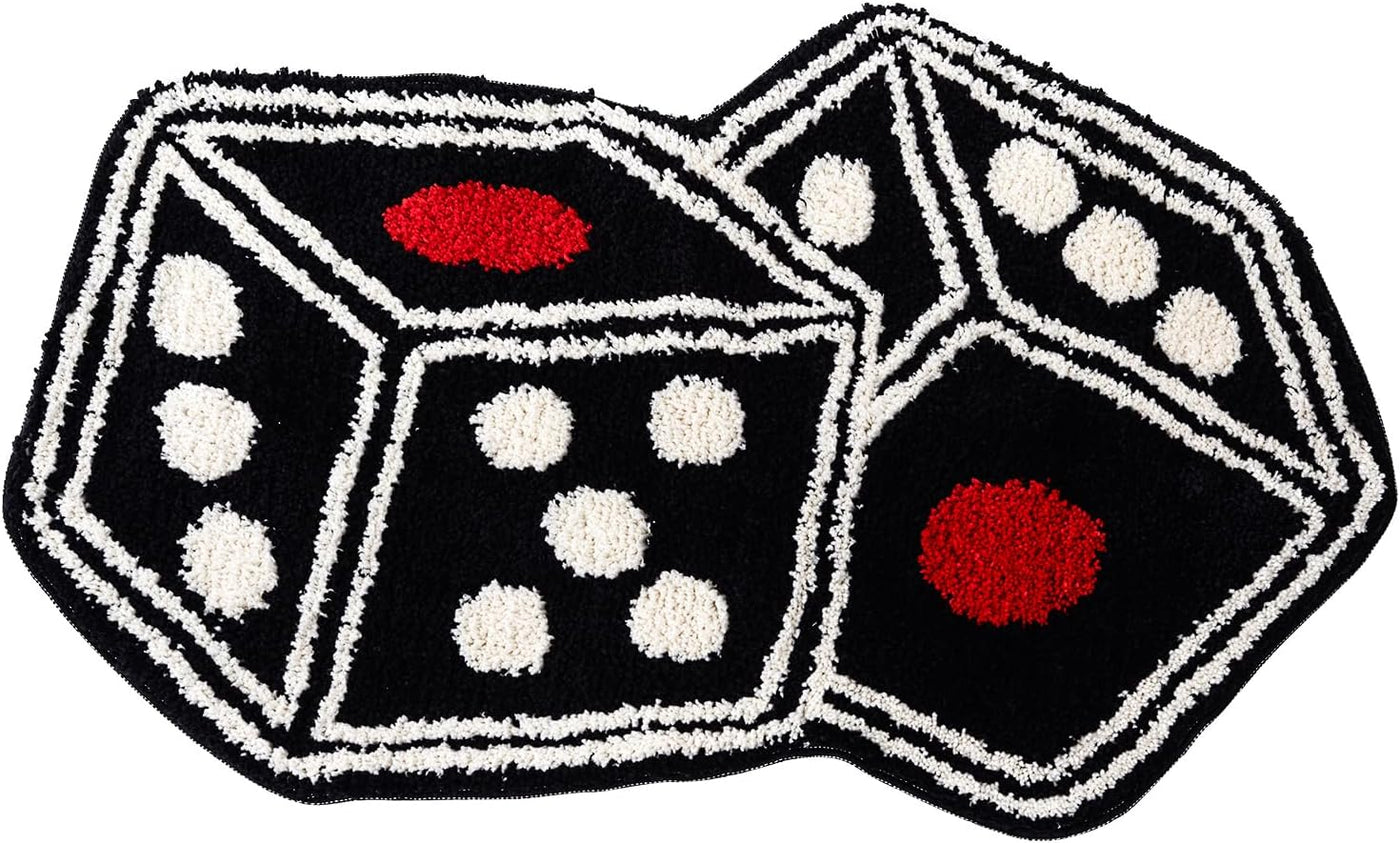 Dice Rug - 31"X23" Cool Carpet Non-Slip Flocking Floor Bath Mat for Living Room Decor, Alt Room Decor Soft Y2K Rugs Hypebeast Doormat for Bedroom