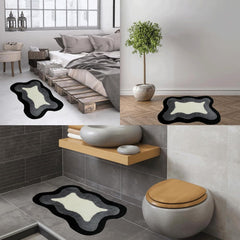 Room Decor Y2K Cool Rugs Aesthetic Cloud Carpet Area Rug Modern for Bedroom Living Room (1.3'×2.0',Black)