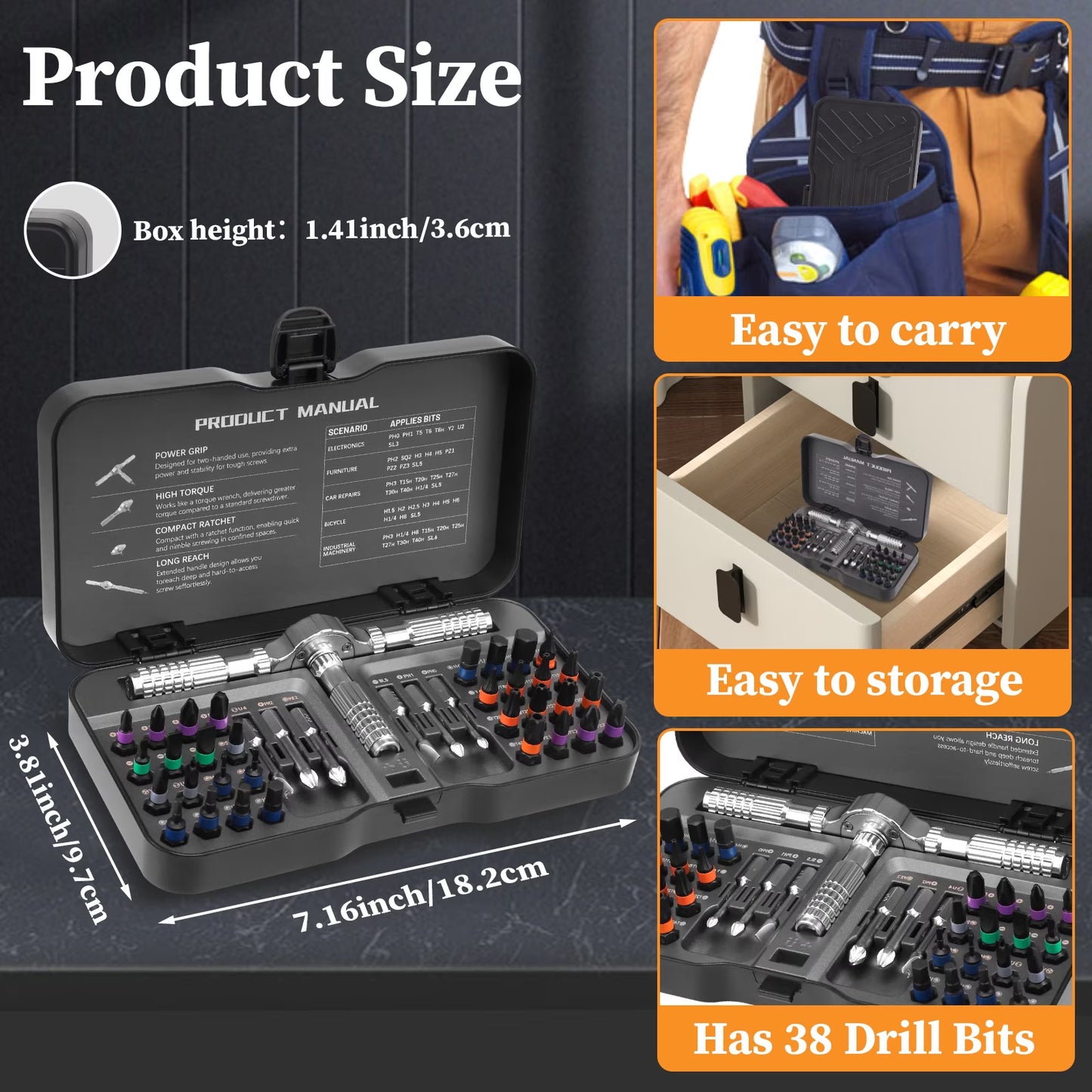 Magnetic Screwdriver 40 in 1, Multi-Purpose Ratchet Screwdriver Set, Tool Kit for Home with Detachable Ratchet Handle, Portable Home Repair & DIY Project.