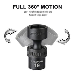 15 PCS 3/8" Drive Standard Universal Impact Socket Set, 6-Point, Metric, 8Mm - 22Mm