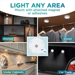 Wireless LED Puck Light | Works with Remote Control | under Cabinet, Closet Light | Battery Powered | under Counter Lighting (Pack of 1)