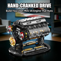 V8 Engine Building Blocks Sets, Mini V8 Engine Model Kit That Runs with Manual Joystick, Compatible with Lego Adults, STEM Physical Science Experiment Toy for Teens Boys 14+ (502 PCS)