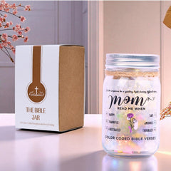 Bible Verse Jar for Mom – Diamond LED Light, 92 Scrolls of Encouragement, Christian Gift for Mother, Read Me When Keepsake