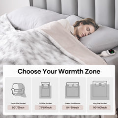 Heated Blanket Electric Throw Extra Large Size 50"X72", Soft Faux Fur Heated Throw with 10 Heating Levels 4 Hours Timer Machine Washable, Gray