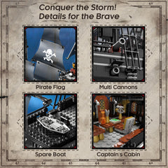 Pirate Ship Building Kit, Black Pearl Caribbean Pirate Ship Mini Building Block Sets for Adults, Pirate Ship Toys Gift for Kids Boys 8-12, Not Compatible with Lego Pirate Ship Set, 1424 PCS