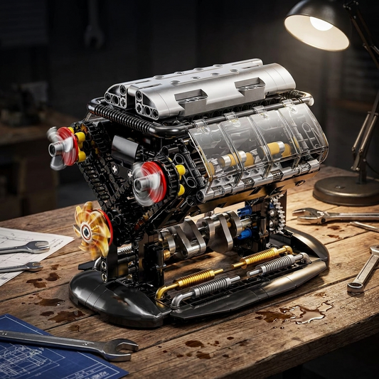 V8 Engine Building Block Model — Manual Joystick STEM Kit