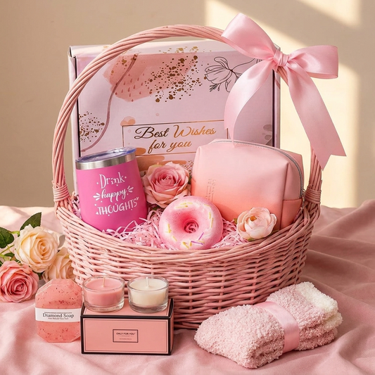 Beauty Gift Basket Pink — Luxurious Skincare & Bath Gift Set