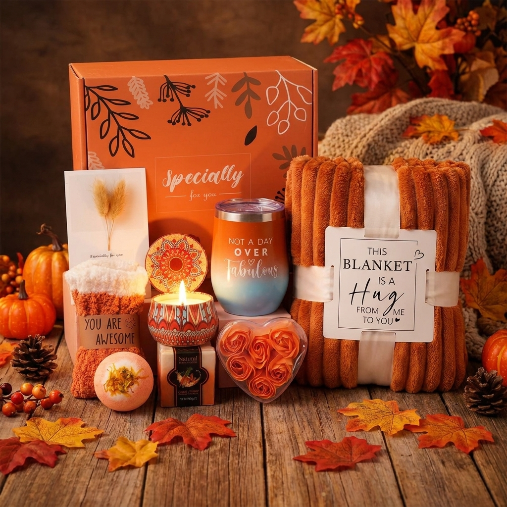 Fall Cozy Gift Basket — Autumn Seasonal Gift Set