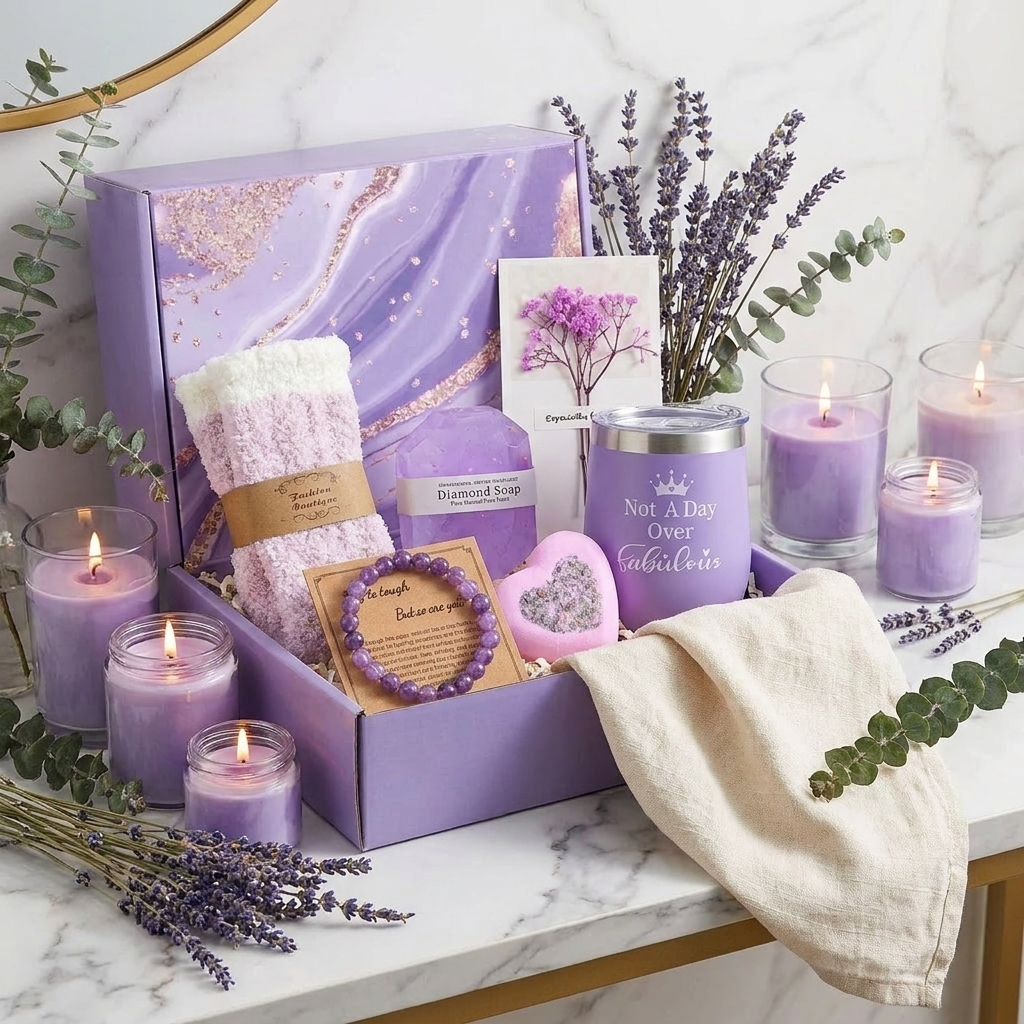 Lavender Spa Gift Basket lifestyle