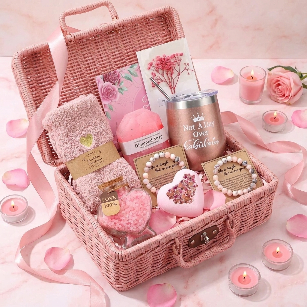 Pink Spa Gift Basket lifestyle