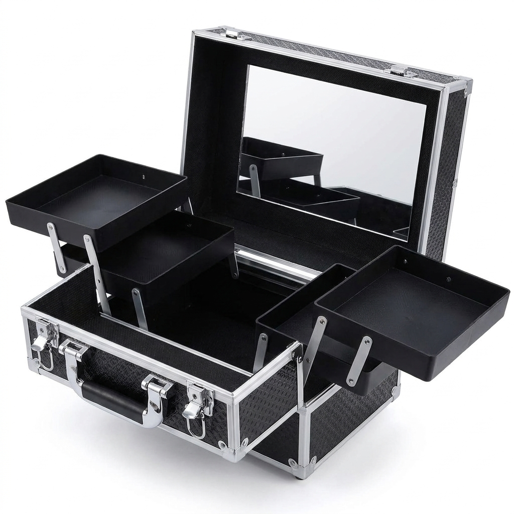 Makeup Train Case Cosmetics Organizer white background