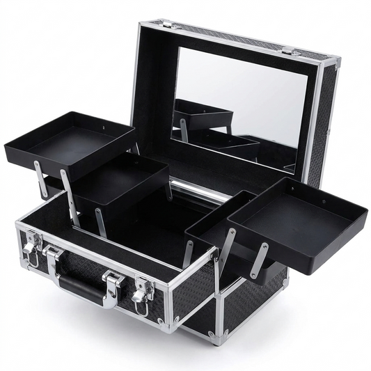 Makeup Train Case Cosmetics Organizer white background