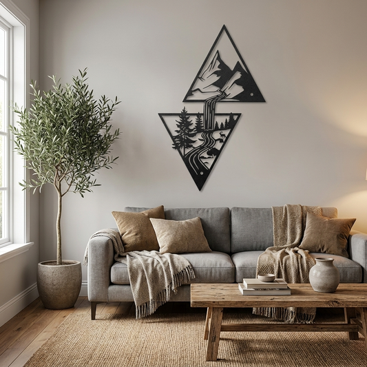 Mountain Waterfall Metal Wall Art lifestyle