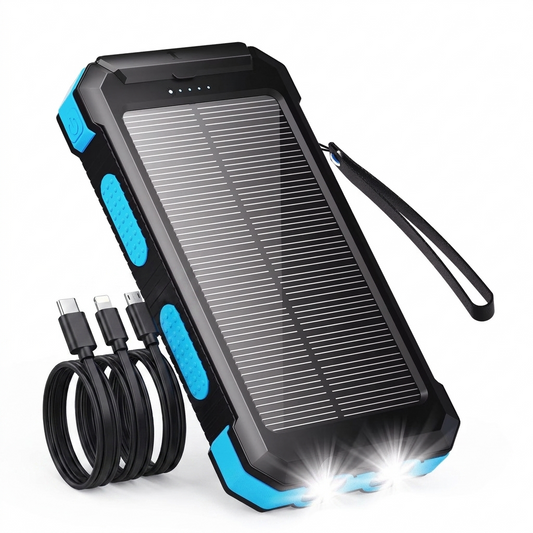 30000mAh Solar Power Bank white background